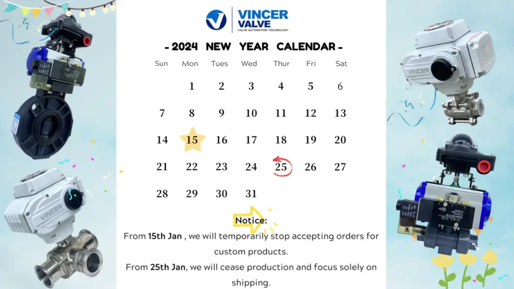 Vincer Valve Holiday Notice