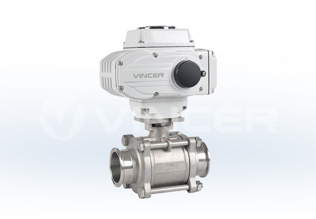 front view-VK-10K3PS Electric 3-Piece Clamp Ball Valve-VINCER Valve