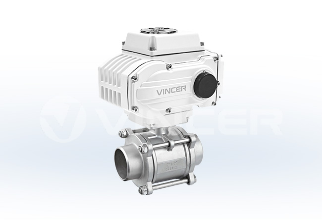 front view-VK-10SW3PS Electric 3-Piece Welded Ball Valve-VINCER Valve