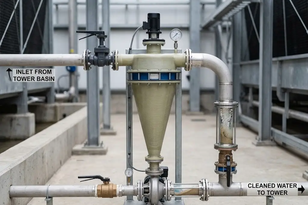 Side-Stream Centrifugal Separator System installed in an industrial mechanical room