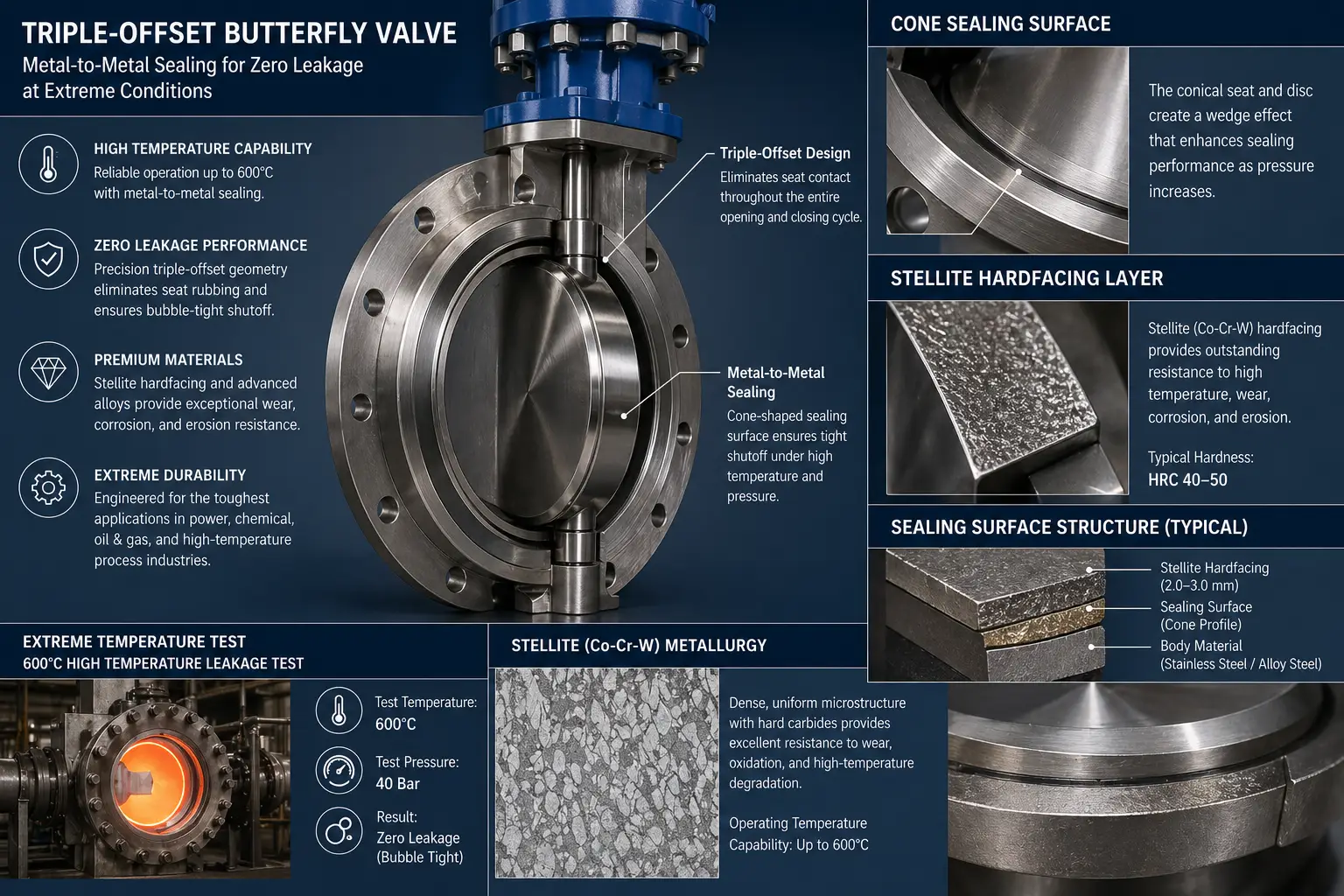 Triple Offset Butterfly Valve Stellite Seating