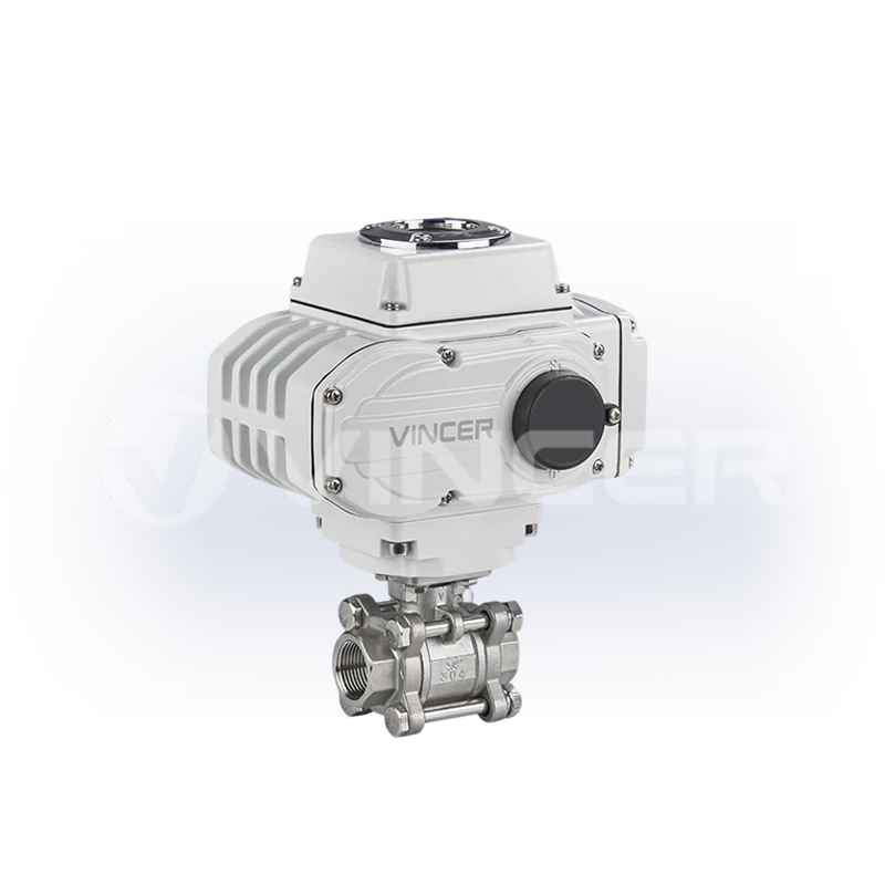 motorized 3pieces threaded stainless-steel ball valve-VINCER