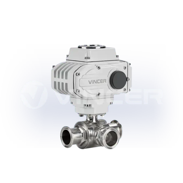 Electric Sanitary 3-Way Tri-Clamp Ball Valve - VINCER