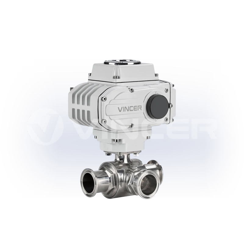 Electric Sanitary 3-Way Tri-Clamp Ball Valve - VINCER