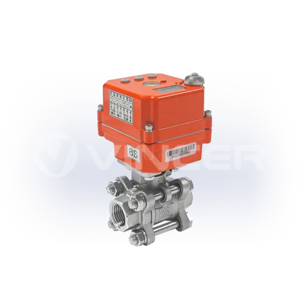 Miniature Electric 3-Piece Threaded Ball Valve - VINCER