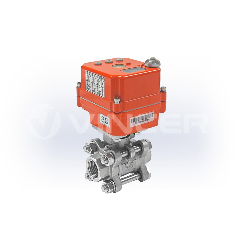 Miniature Electric 3-Piece Threaded Ball Valve - VINCER