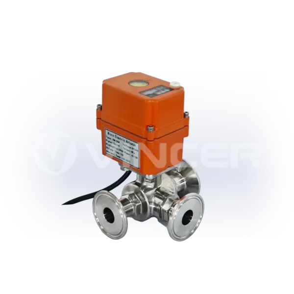 Miniature Electric Sanitary Tri-Clamp 3-Way Ball Valve - VINCER