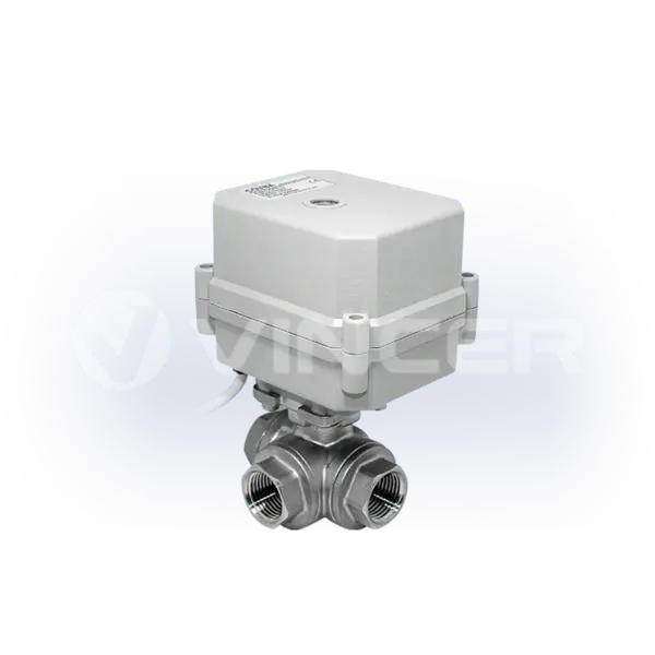 Miniature Electric Threaded 3-Way Ball Valves - VINCER