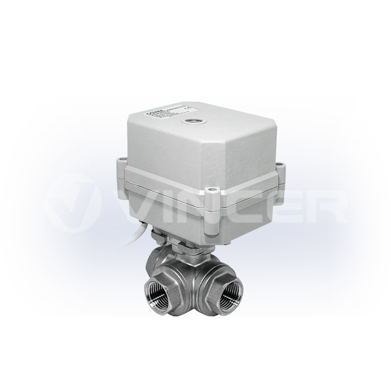 Miniature Electric Threaded 3-Way Ball Valves - VINCER
