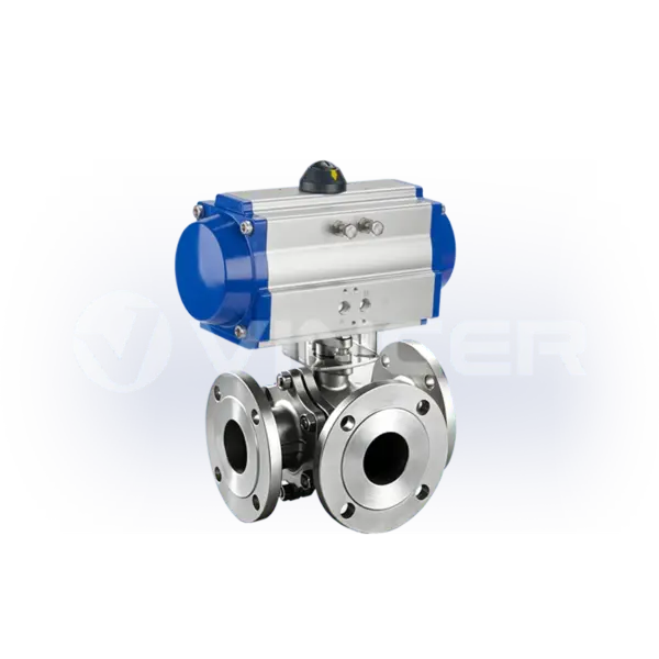 Pneumatic Flanged 3-Way Ball Valve - VINCER