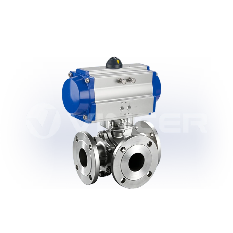 Pneumatic Flanged 3-Way Ball Valve - VINCER
