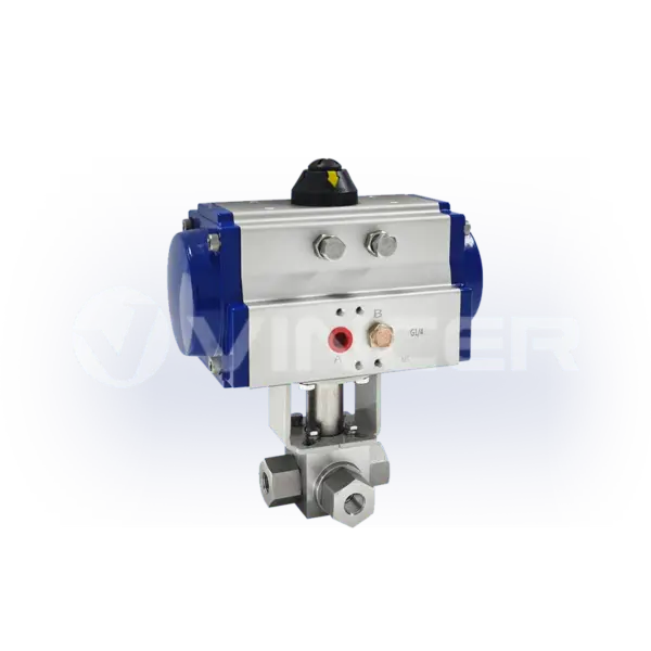 Pneumatic High Pressure Threaded 3-Way Ball Valve - VINCER