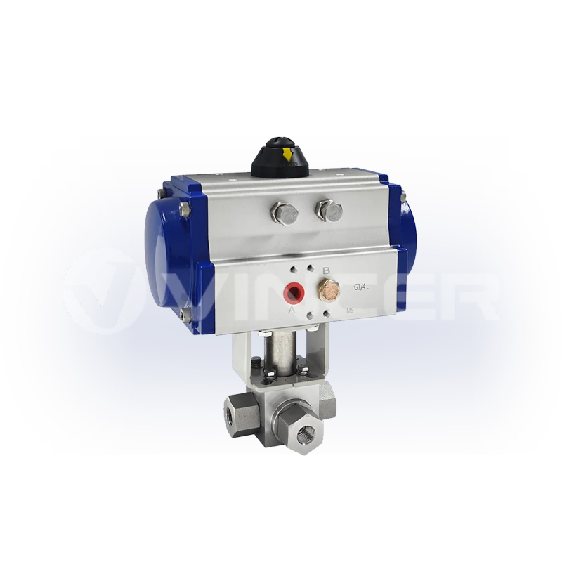 Pneumatic High Pressure Threaded 3-Way Ball Valve - VINCER