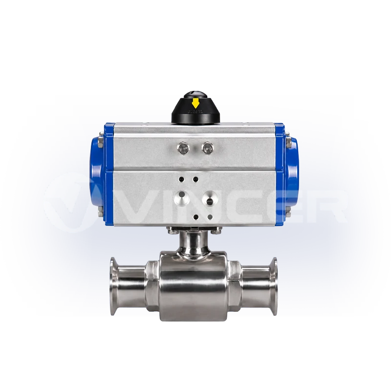 Pneumatic Sanitary Tri-Clamp 2-Way Ball Valve - VINCER