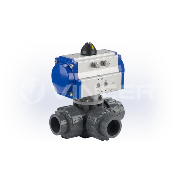 Pneumatic 3-Way True-Union Socket Ball Valve - VINCER