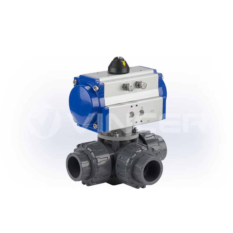 Pneumatic 3-Way True-Union Socket Ball Valve - VINCER